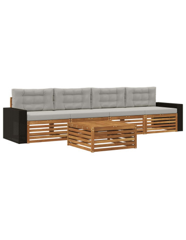 Set di divani da esterno 5 pcs Naturale e Grigio Chiaro