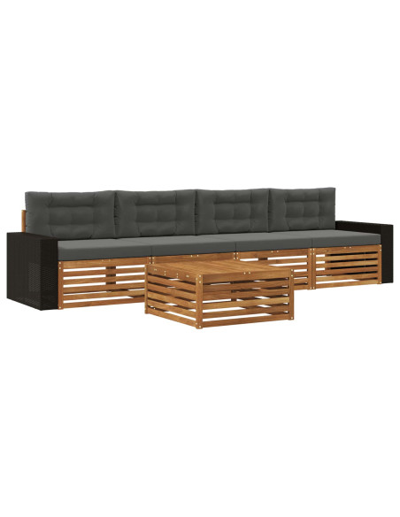 Set di divani da esterno con cuscino 5 pcs Naturale e Antracite