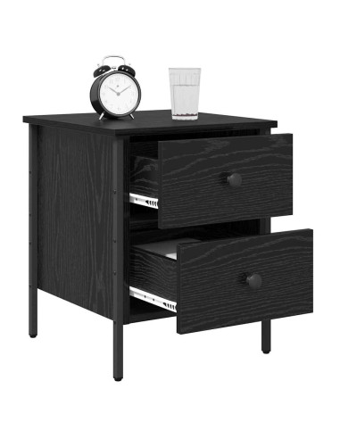 Comodino con cassetto Rovere nero 40 x 42 x 50 cm