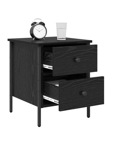 Comodino con cassetto Rovere nero 40 x 42 x 50 cm