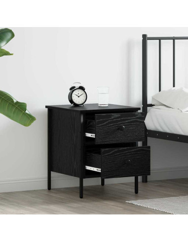 Comodino con cassetto Rovere nero 40 x 42 x 50 cm