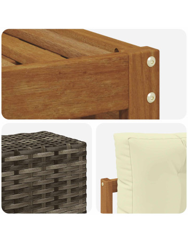 Set di divani da esterno con cuscino 5 pcs Naturale e Crema