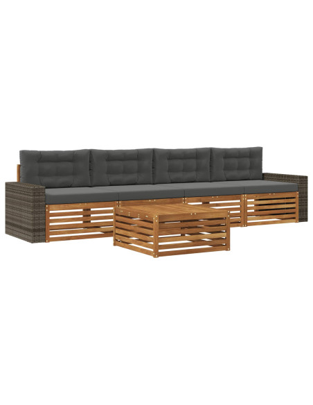 Set di divani da esterno con cuscino 5 pcs Naturale e Antracite