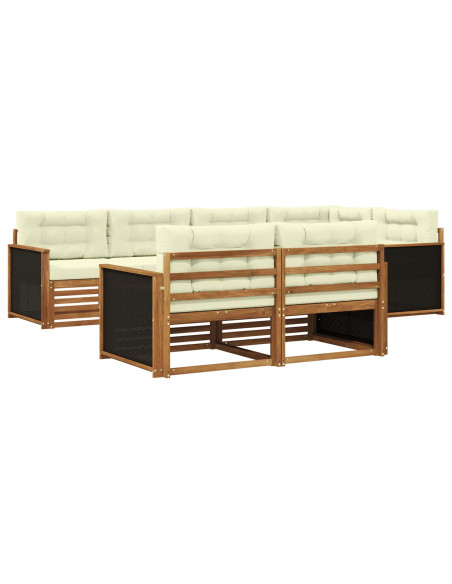 Set di divani da esterno con cuscino 7 pcs Naturale e Crema