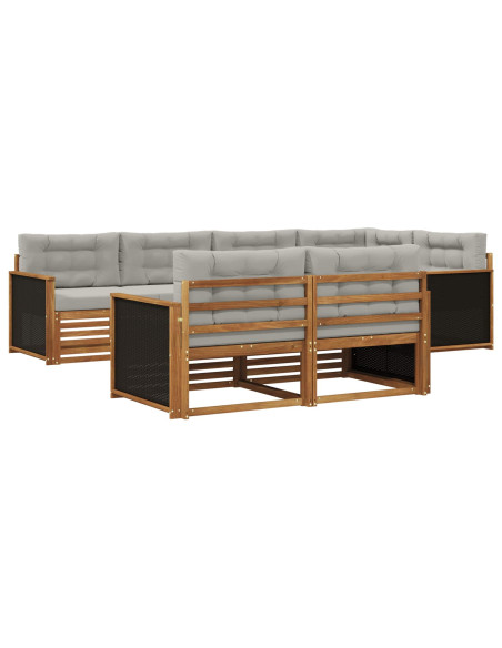 Set di divani da esterno 7 pcs Naturale e Grigio Chiaro