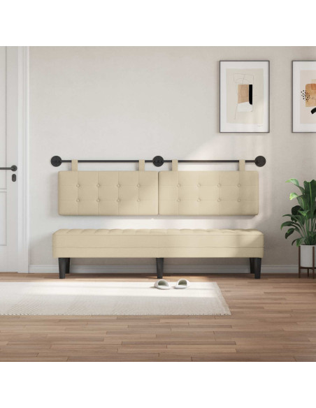 Testata appesa Montaggio a parete Crema 190 x 55 x 5 cm Tessuto