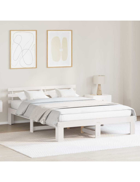 Struttura del letto Bianco 150 x 200 cm Pino massello