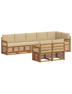 Set divani 8 pcs Naturale e Beige Legno di Acacia Massello 2