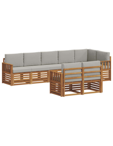 Set divani con cuscino 8 pcs Grigio Naturale e Chiaro