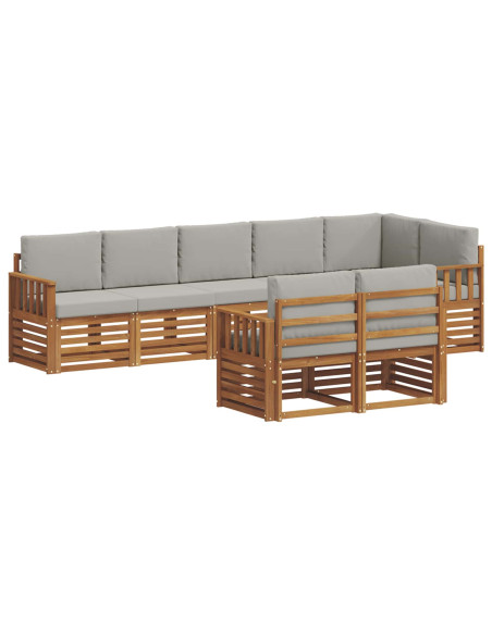 Set divani con cuscino 8 pcs Grigio Naturale e Chiaro