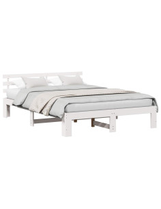 Struttura del letto Bianco 150 x 200 cm Pino massello 2