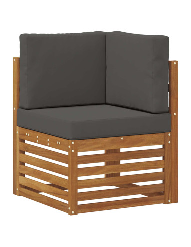 Set divani 8 pcs Naturale e Antracite Legno di Acacia Massello