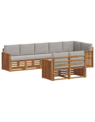 Set divani con cuscino 8 pcs Grigio Naturale e Chiaro