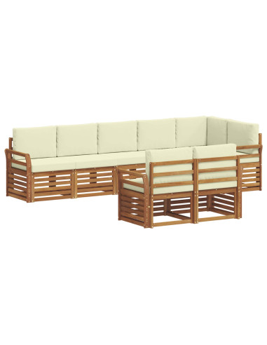 Set divani 8 pcs Naturale e Crema Legno di Acacia Massello