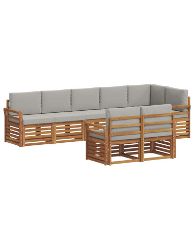 Set divani con cuscino 8 pcs Grigio Naturale e Chiaro