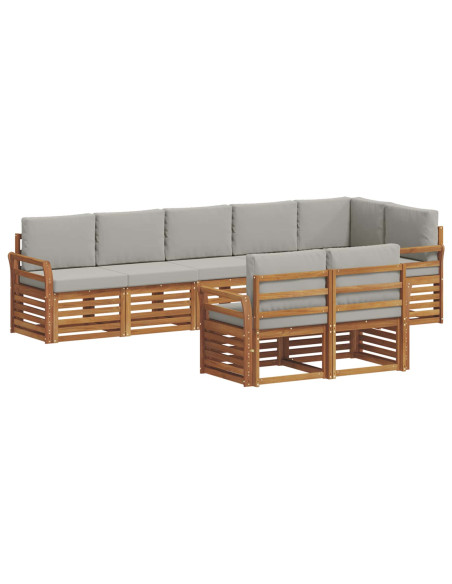 Set divani con cuscino 8 pcs Grigio Naturale e Chiaro