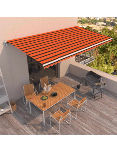 Tenda da Sole Retrattile Automatica 600x300cm Arancio e Marrone
