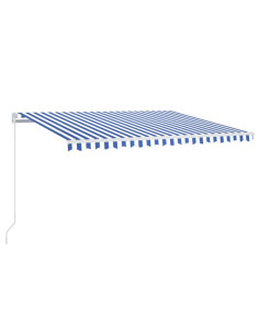 Tenda Automatica con Sensore Vento e LED 450x300 cm Blu Bianca 2