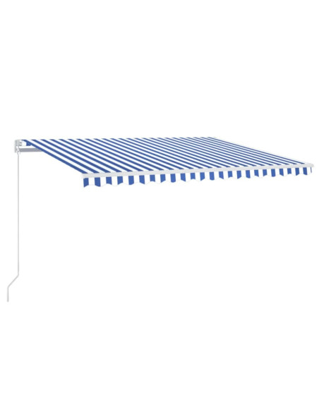 Tenda Automatica con Sensore Vento e LED 450x300 cm Blu Bianca