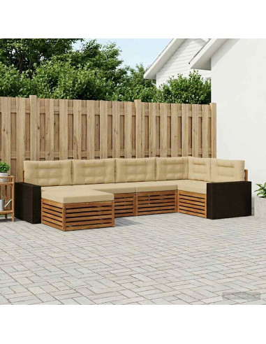 Set di divani da esterno con cuscino 6 pcs Naturale e Beige