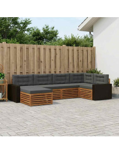 Set di divani da esterno con cuscino 6 pcs Naturale e Antracite