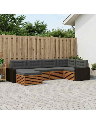 Set di divani da esterno con cuscino 6 pcs Naturale e Antracite