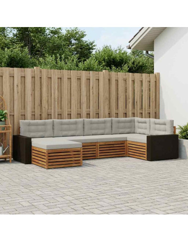 Set di divani da esterno 6 pcs Naturale e Grigio Chiaro