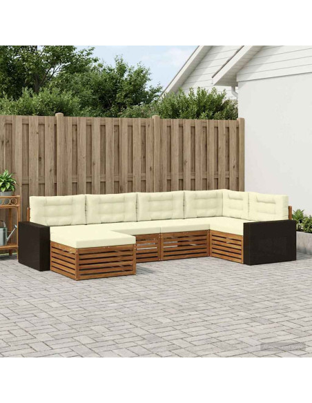 Set di divani da esterno con cuscino 6 pcs Naturale e Crema