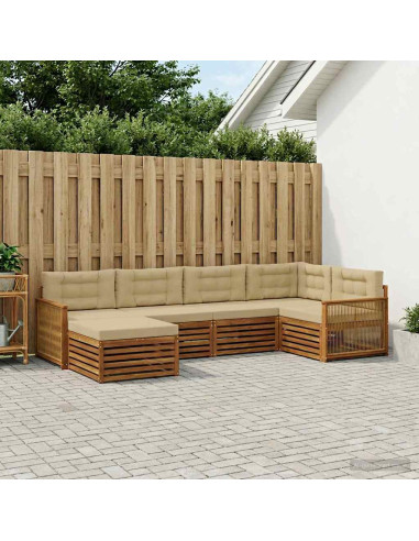 Set di divani da esterno con cuscino 6 pcs Naturale e Beige