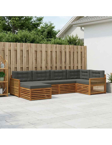 Set di divani da esterno con cuscino 6 pcs Naturale e Antracite