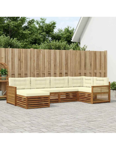 Set di divani da esterno con cuscino 6 pcs Naturale e Crema