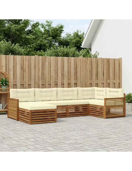 Set di divani da esterno con cuscino 6 pcs Naturale e Crema