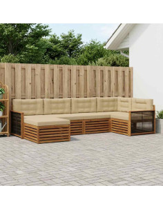 Set di divani da esterno con cuscino 6 pcs Naturale e Beige