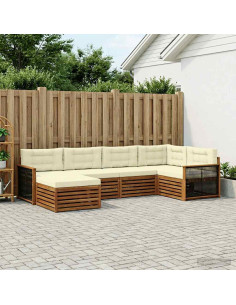 Set di divani da esterno con cuscino 6 pcs Naturale e Crema