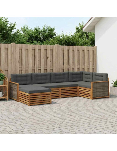 Set di divani da esterno con cuscino 6 pcs Naturale e Antracite