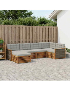 Set di divani da esterno 6 pcs Naturale e Grigio Chiaro