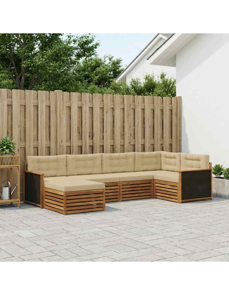 Set di divani da esterno con cuscino 6 pcs Naturale e Beige
