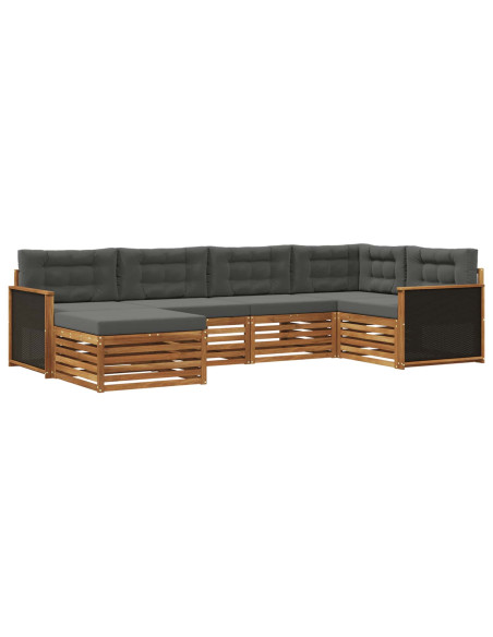 Set di divani da esterno con cuscino 6 pcs Naturale e Antracite