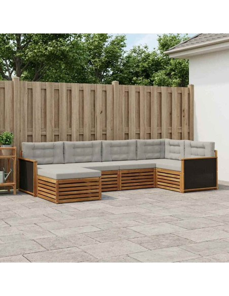 Set di divani da esterno 6 pcs Naturale e Grigio Chiaro