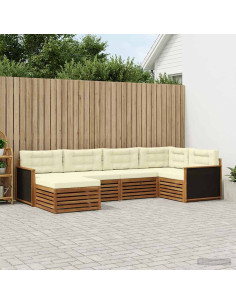 Set di divani da esterno con cuscino 6 pcs Naturale e Crema