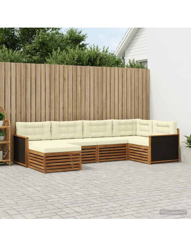 Set di divani da esterno con cuscino 6 pcs Naturale e Crema