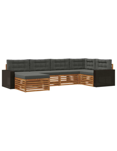Set di divani da esterno con cuscino 6 pcs Naturale e Antracite