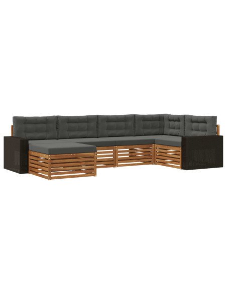 Set di divani da esterno con cuscino 6 pcs Naturale e Antracite
