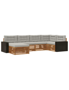 Set di divani da esterno 6 pcs Naturale e Grigio Chiaro 2