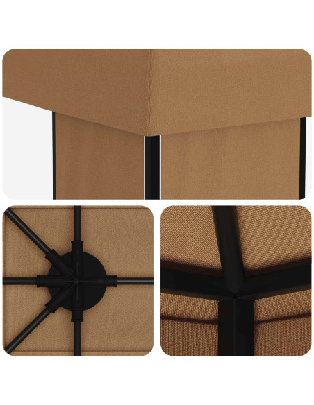Gazebo da giardino 6 x 3 m Beige Poliestere e Acciaio 190
