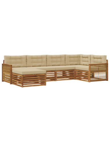 Set di divani da esterno con cuscino 6 pcs Naturale e Beige