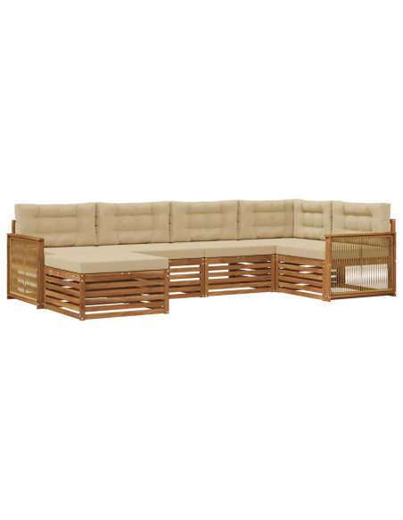 Set di divani da esterno con cuscino 6 pcs Naturale e Beige