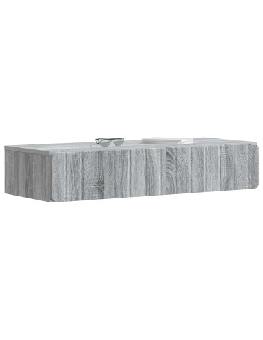 Tavolino da Parete Laterale Grigio Sonoma 87,5 x 34,5 x 17 cm