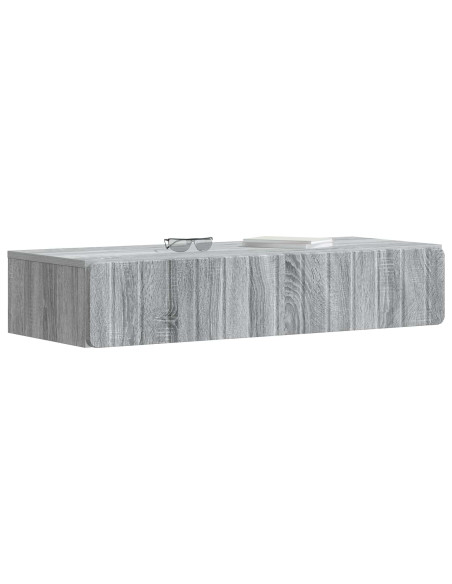 Tavolino da Parete Laterale Grigio Sonoma 87,5 x 34,5 x 17 cm