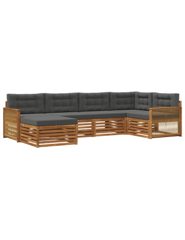 Set di divani da esterno con cuscino 6 pcs Naturale e Antracite